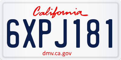 CA license plate 6XPJ181
