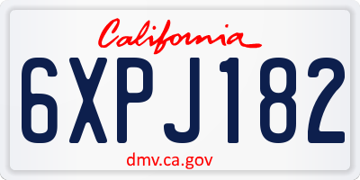 CA license plate 6XPJ182
