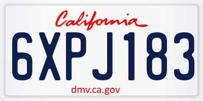 CA license plate 6XPJ183