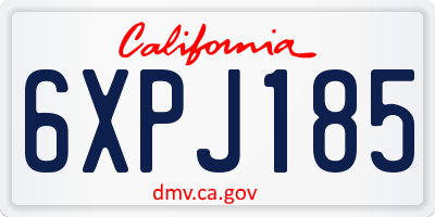CA license plate 6XPJ185