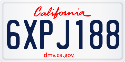 CA license plate 6XPJ188