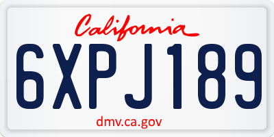 CA license plate 6XPJ189