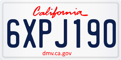 CA license plate 6XPJ190