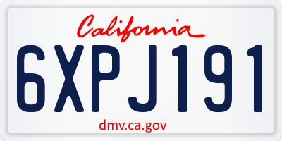 CA license plate 6XPJ191