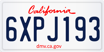 CA license plate 6XPJ193