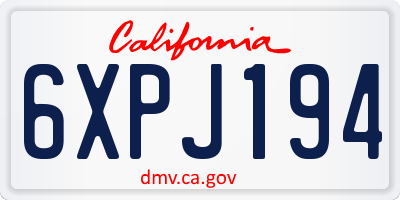 CA license plate 6XPJ194