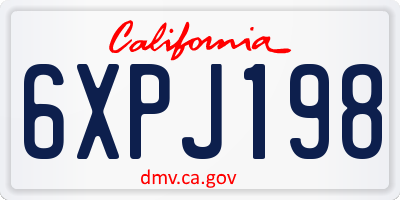 CA license plate 6XPJ198