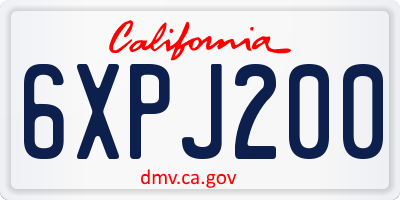 CA license plate 6XPJ200