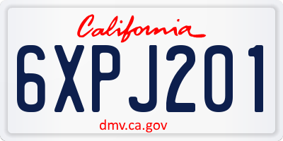 CA license plate 6XPJ201