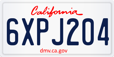 CA license plate 6XPJ204