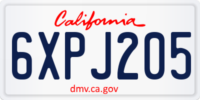 CA license plate 6XPJ205