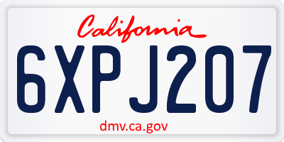 CA license plate 6XPJ207