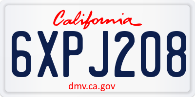 CA license plate 6XPJ208
