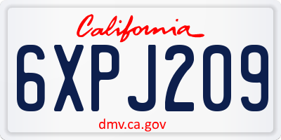 CA license plate 6XPJ209