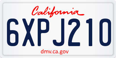 CA license plate 6XPJ210
