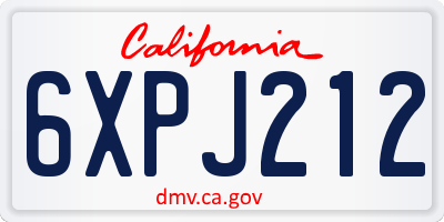 CA license plate 6XPJ212