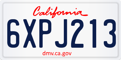 CA license plate 6XPJ213