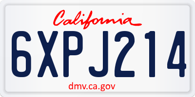 CA license plate 6XPJ214