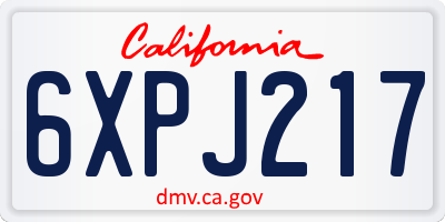 CA license plate 6XPJ217