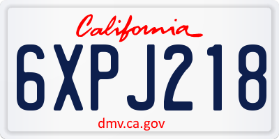 CA license plate 6XPJ218
