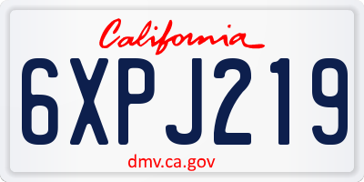 CA license plate 6XPJ219