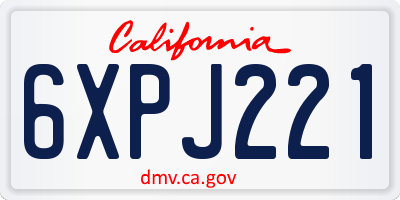 CA license plate 6XPJ221