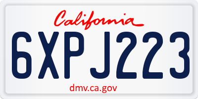 CA license plate 6XPJ223