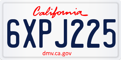 CA license plate 6XPJ225