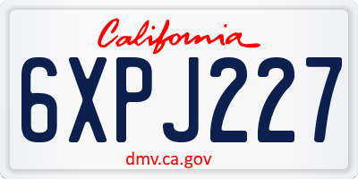 CA license plate 6XPJ227