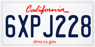 CA license plate 6XPJ228
