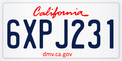 CA license plate 6XPJ231