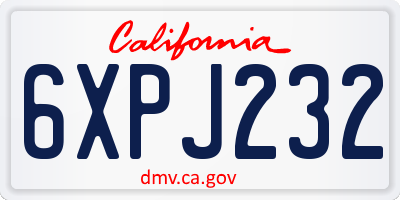 CA license plate 6XPJ232