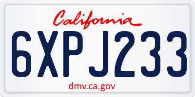 CA license plate 6XPJ233