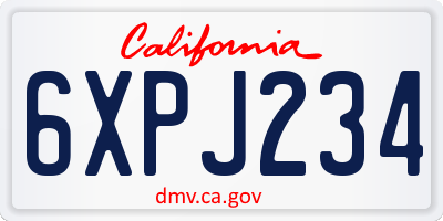 CA license plate 6XPJ234