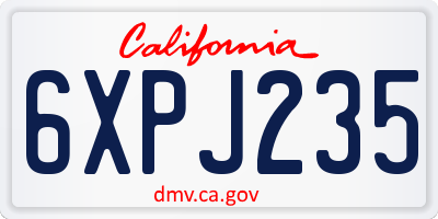 CA license plate 6XPJ235