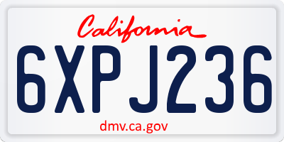 CA license plate 6XPJ236