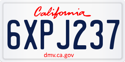 CA license plate 6XPJ237