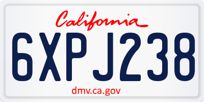 CA license plate 6XPJ238
