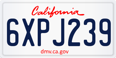 CA license plate 6XPJ239