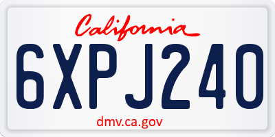 CA license plate 6XPJ240