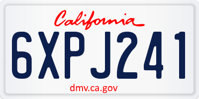 CA license plate 6XPJ241