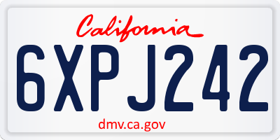 CA license plate 6XPJ242