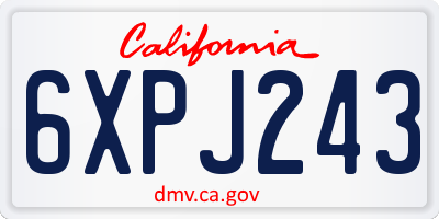 CA license plate 6XPJ243