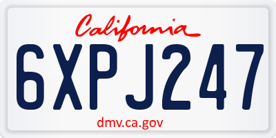 CA license plate 6XPJ247