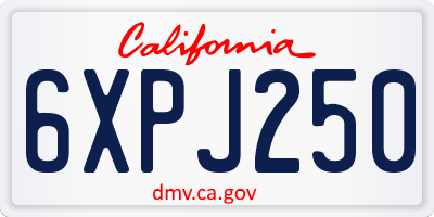 CA license plate 6XPJ250