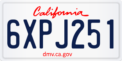 CA license plate 6XPJ251