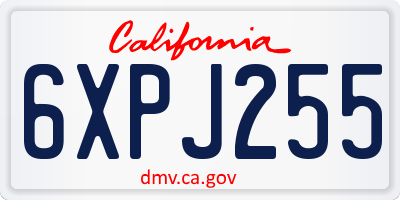 CA license plate 6XPJ255