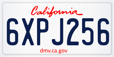 CA license plate 6XPJ256