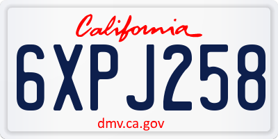 CA license plate 6XPJ258
