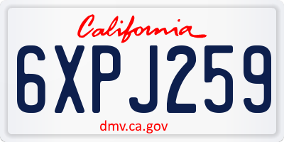 CA license plate 6XPJ259